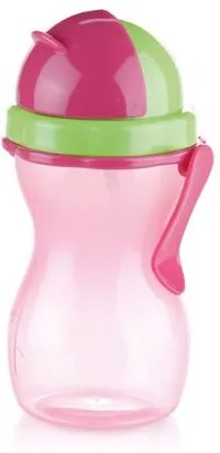 TESCOMA detská fľaša so slamkou BAMBINI 300 ml, zelená, ružová ,