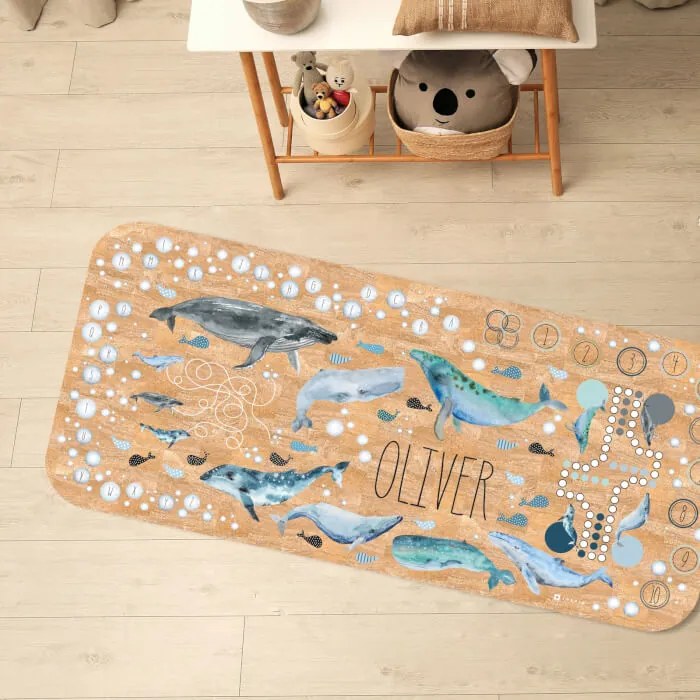 Detský korkový koberec pre chlapcov - Veľryby