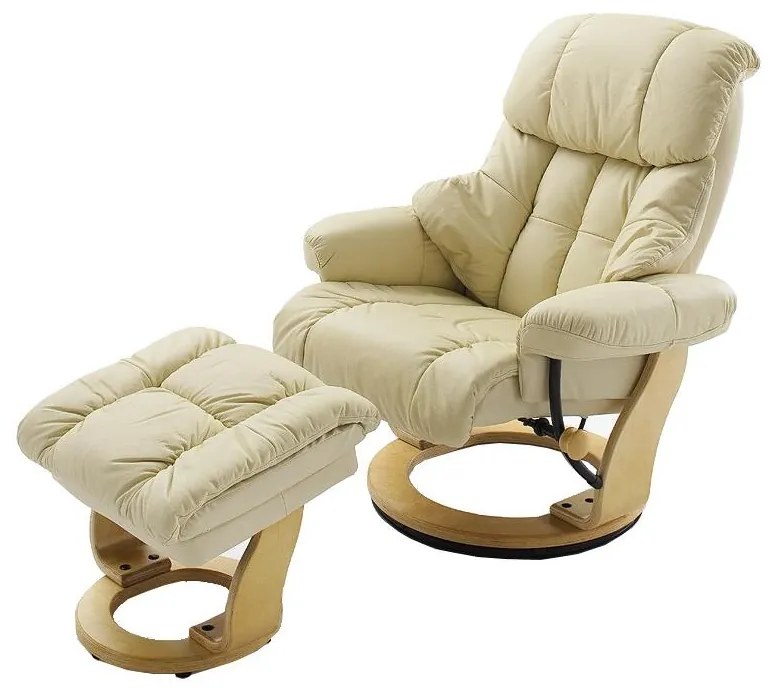 Polohovacie kreslo HABI krémové/prírodný dub