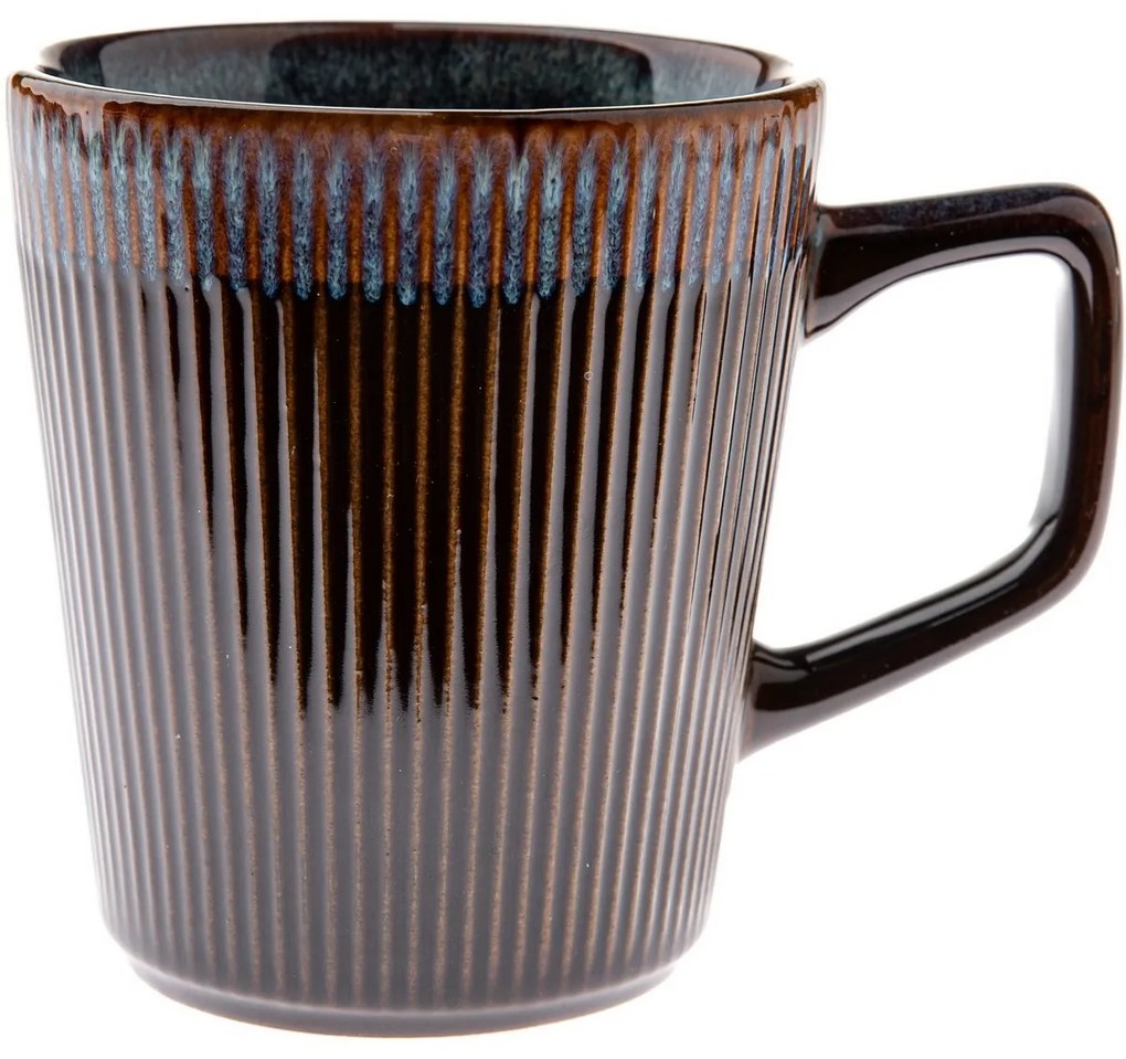 Súprava 6 keramických hrnčekov Rustik 410 ml, tmavohnedá