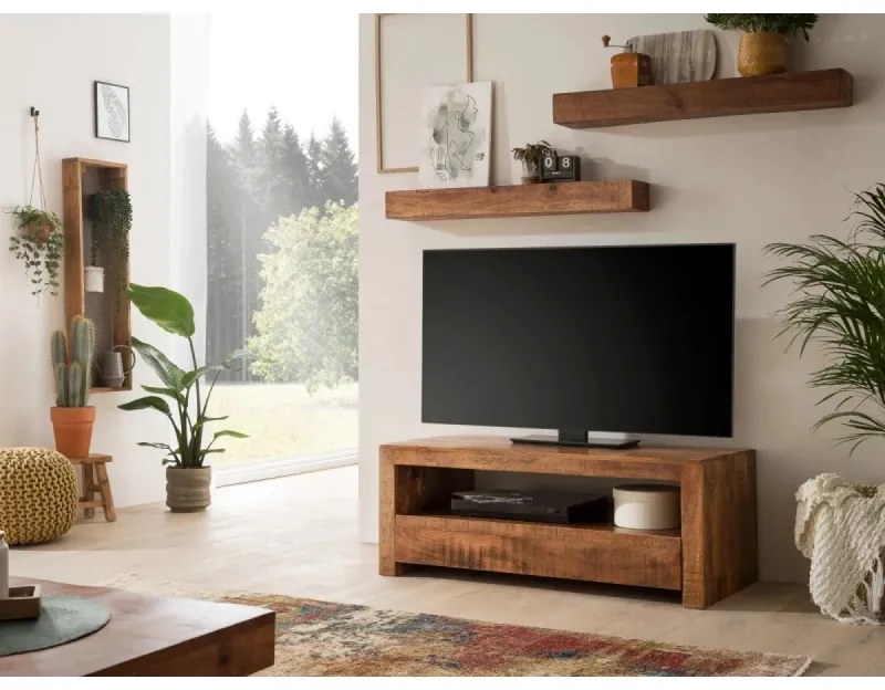 furniture-nabytek.cz - Masívny konferenčný stolík Country z mangového dreva, lakovaný, hnedý – 135×75×45 cm