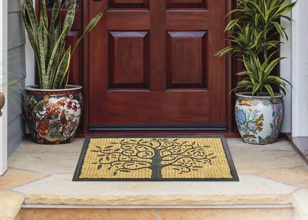 BO-MA, Rohožka Kokos + guma strom – na von aj na doma, 40x70, hnedá, chodba / predsieň