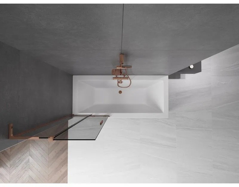 Mexen Velar L, 2-krídlová posuvná vaňová zástena 75 x 150 cm, 8mm šedé sklo, ružové zlato, 896-075-003-41-60