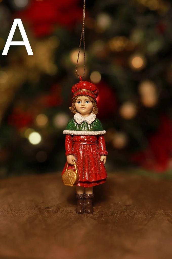 Klasik závesná vianočná ozdoba dievčatko 1ks 11cm