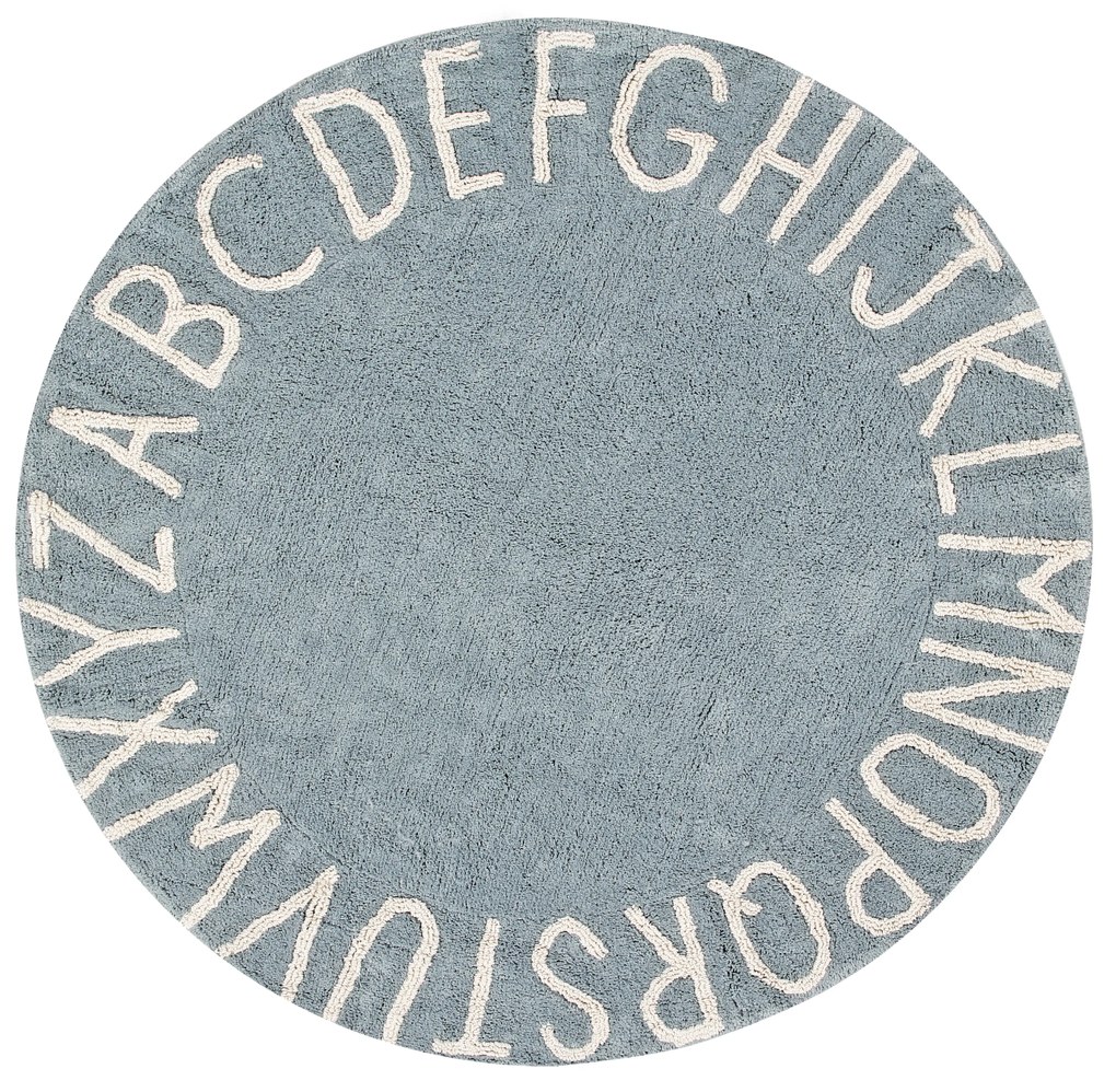 Lorena Canals koberce Ručne tkaný kusový koberec Round ABC Vintage Blue-Natural - 150x150 (priemer) kruh cm