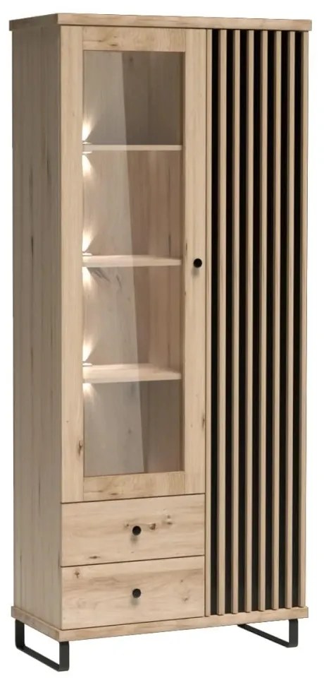 Vitrína Koli C-2 - dub artisan / čierna