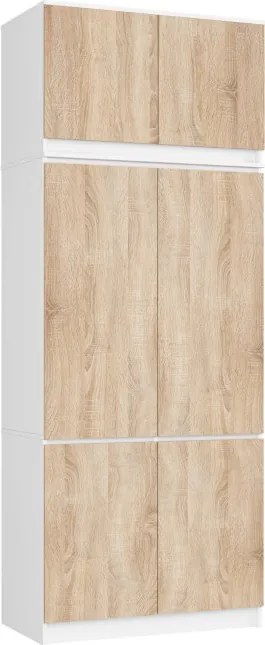 Skriňa s nadstavcom S 90 cm biela / dub sonoma