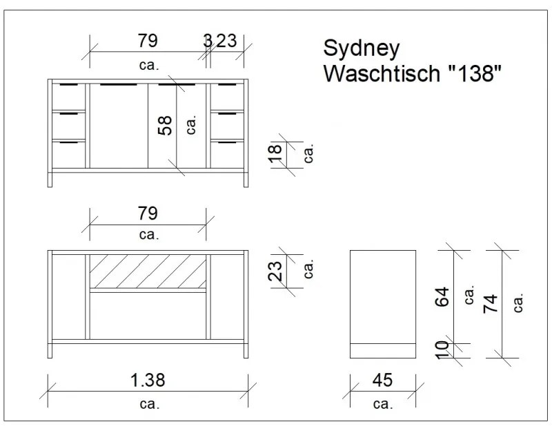 furniture-nabytek.cz - Masívna kúpeľňová zostava Sydney II z divokého dubu, olejovaná, hnedá