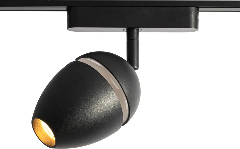 Moderné čierne bodové svetlo pre 1-fázový koľajnicový systém vrátane LED - Magnetic Eggy