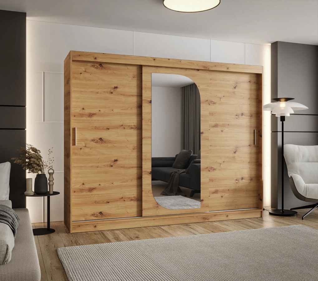 Šatníková skriňa 250 cm Lulu (dub artisan). Akcia -20%. Vlastná spoľahlivá doprava až k Vám domov. 1125985
