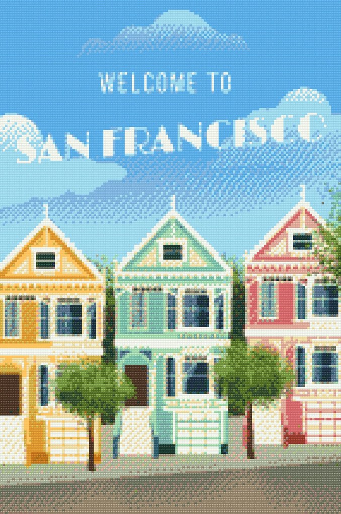 Gario Diamantové maľovanie San Francisco, Spojené štáty Rozmery: 80 x 120 cm, Rámovanie: Iba zrolované plátno, Diamanty: Štvorcové