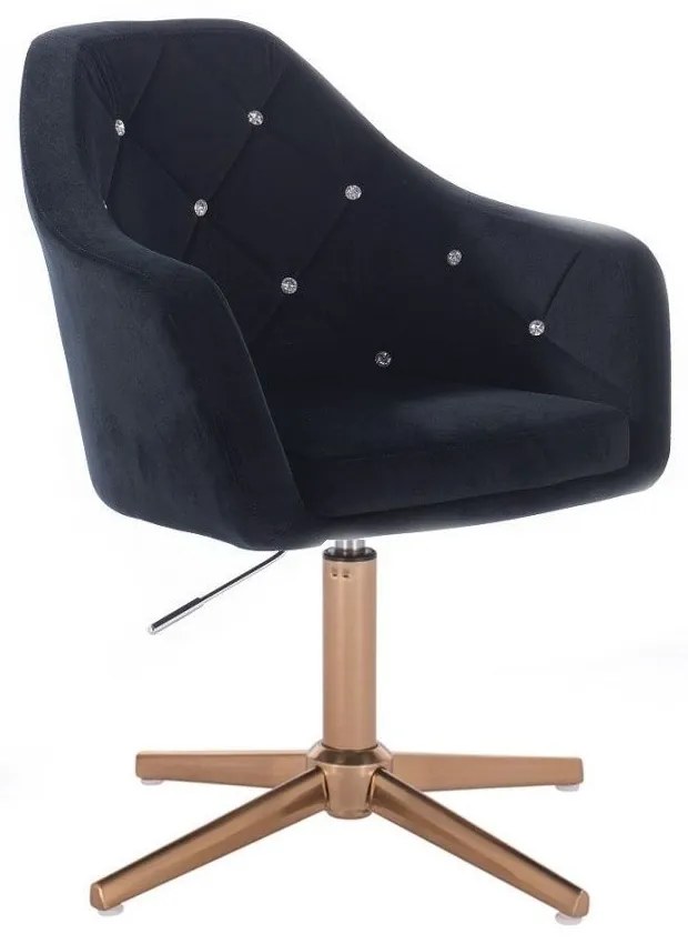 LuxuryForm DESIGN Kreslo ROMA VELUR na zlatom kríži - čierne