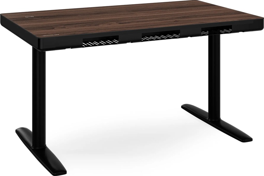 Elektrický písací stôl sit-stand so zásuvkou a bezdrôtovou nabíjačkou Qi čierny/orech, 1200 mm: ELLIS