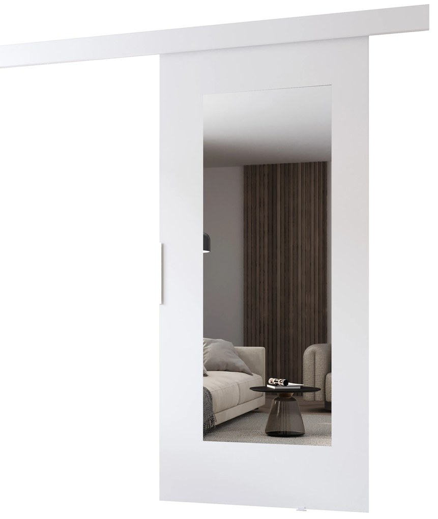 Posuvné dvere so zrkadlom BARRET 9 - 86 cm, biele