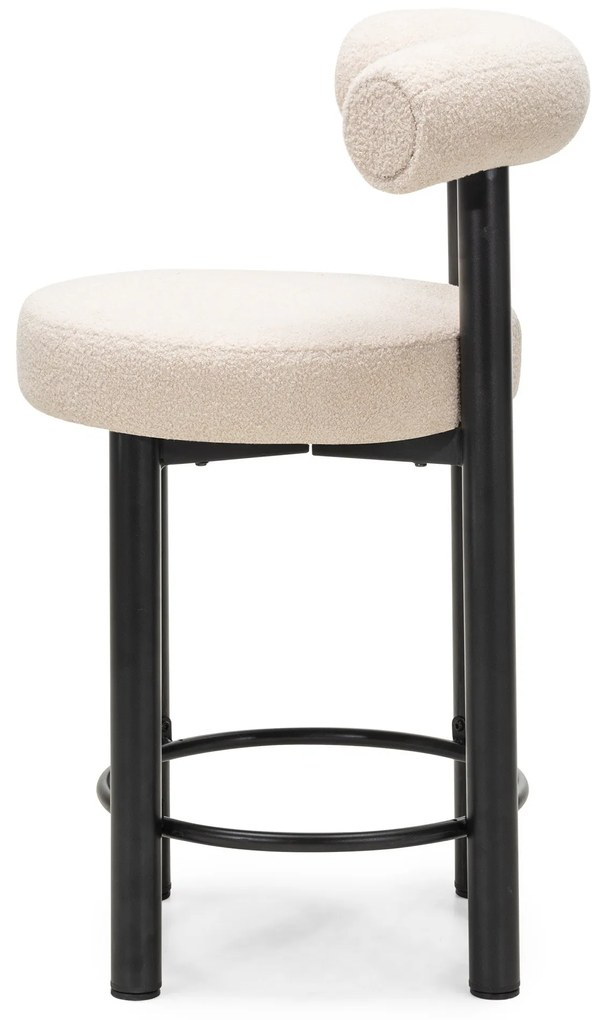 Barová židle Pedro bouclé ecru/černá