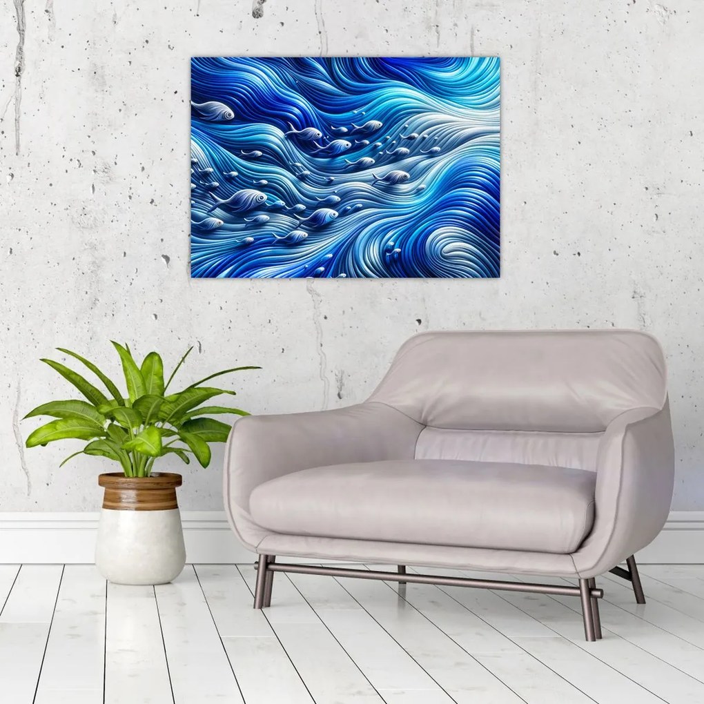 Obraz – Ryby vo vlnách (70x50 cm)