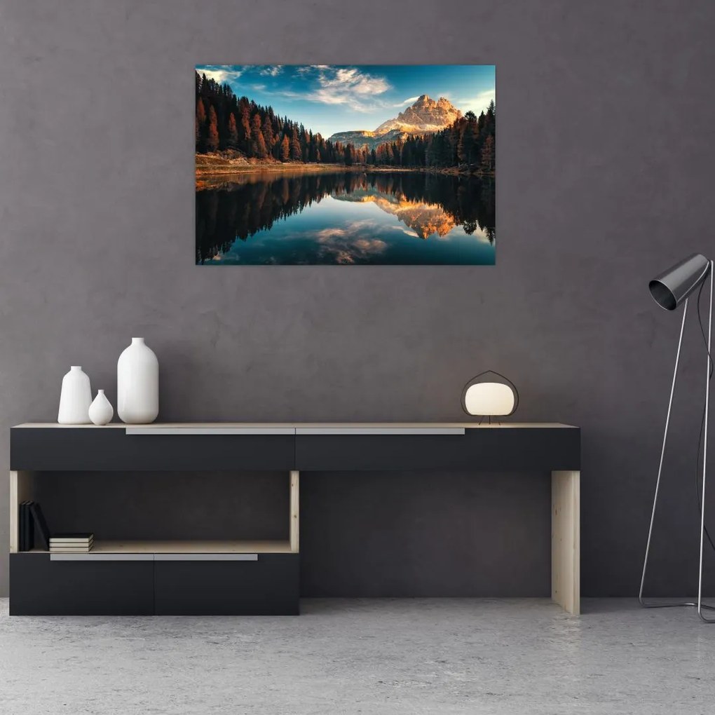 Obraz - Alpy, Taliansko, Dolomity, Lago Antorno (90x60 cm)