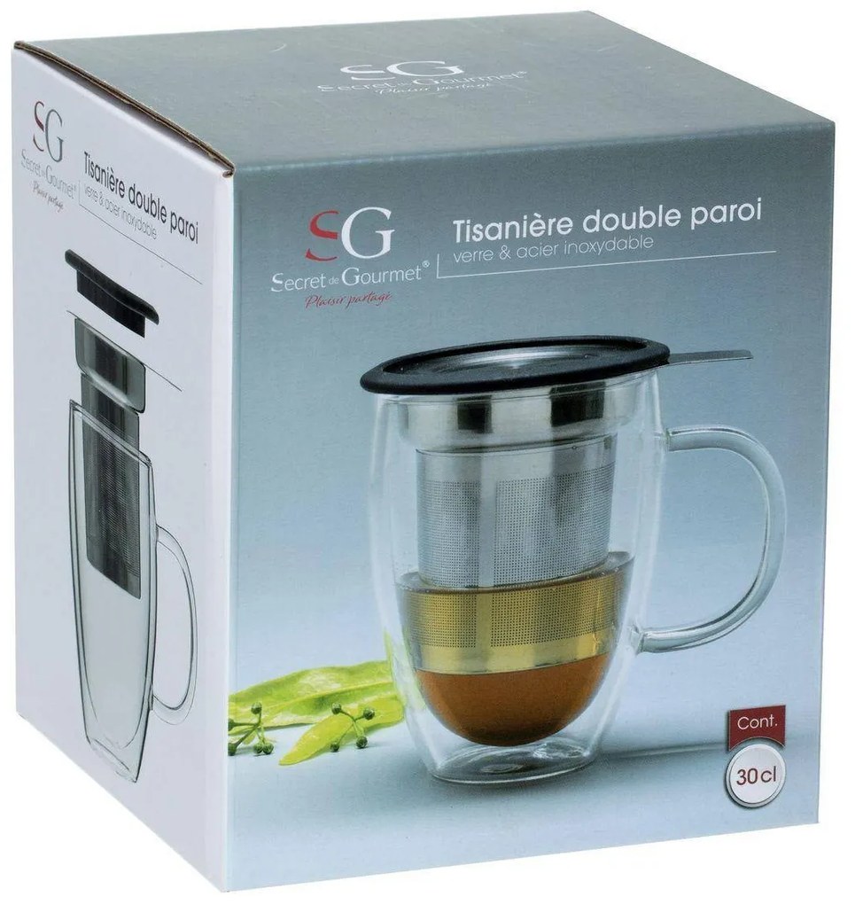 Hrnček s viečkom a sitkom Louie 300 ml číry