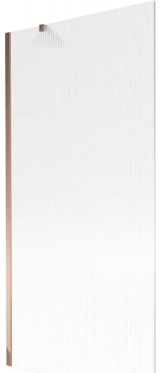 Mexen Next, vaňová zástena 1-krídlová 90 x 150 cm, fixné krídlo, 6 mm sklo s pruhmi, ružové zlato profil, 895-090-000-00-09-60