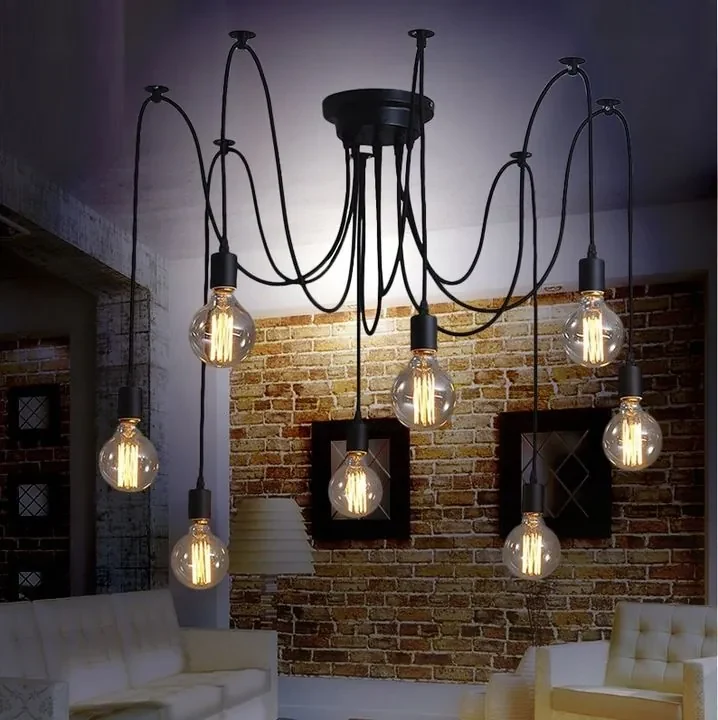 Toolight - Stropná lampa Spider 8xE27, čierna, OSW-00018