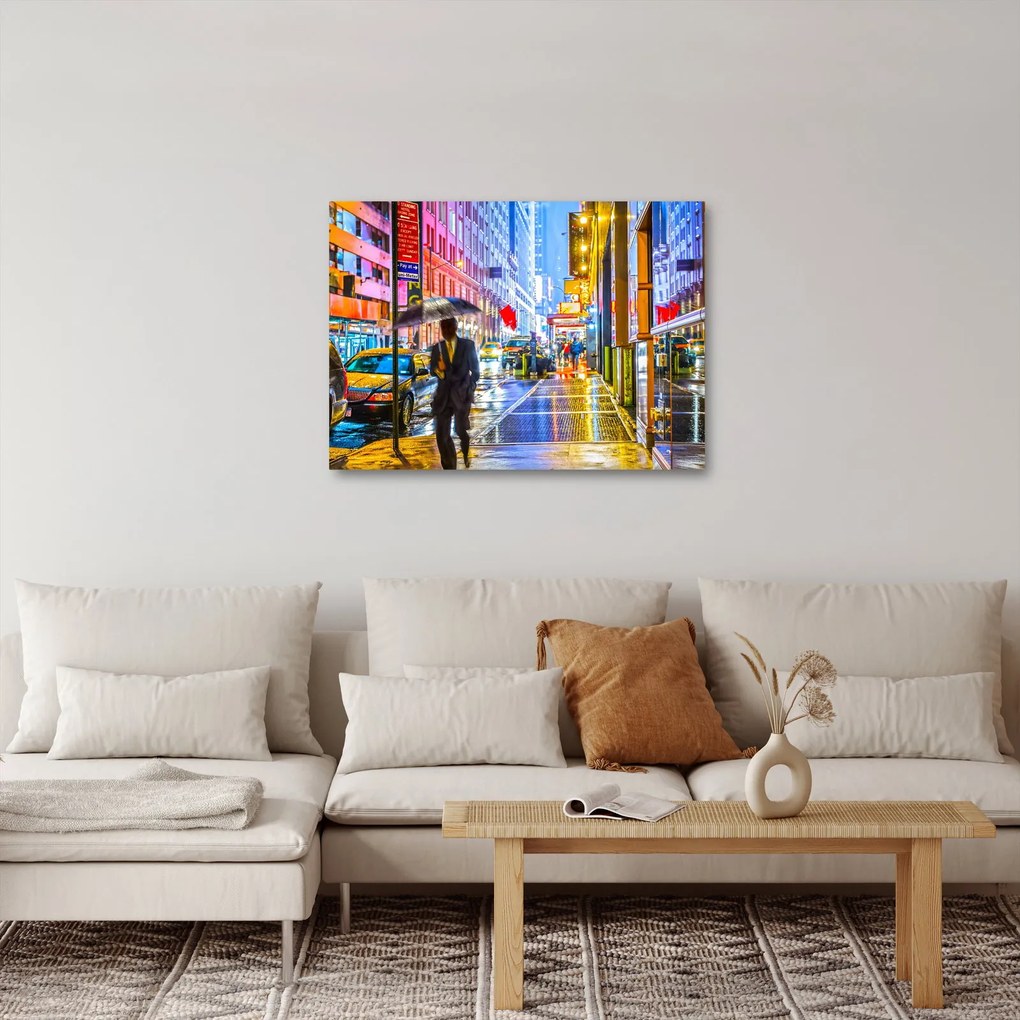 Obraz - Mesto v neónovej žiare (70x50 cm)