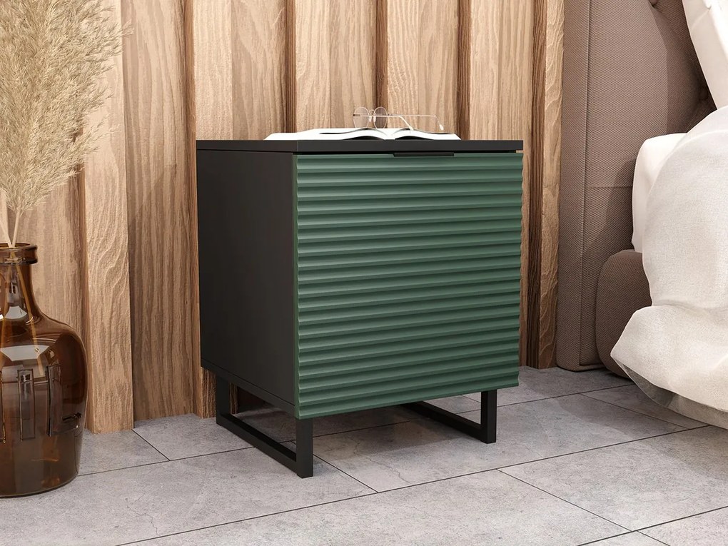 Nočný stolík Kotoni 45, Farby: Čierny grafit + Zelená