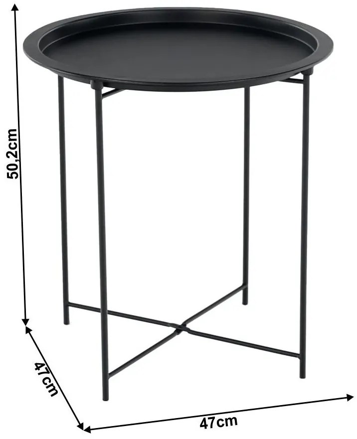 Príručný stolík s odnímateľnou táckou, čierna, RENDER