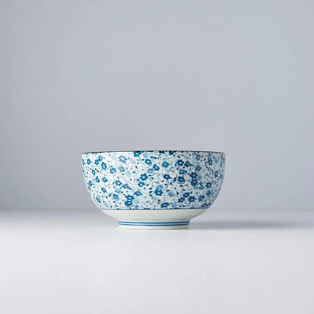 Modro-biela keramická miska na udon MIJ Daisy, ø 16 cm