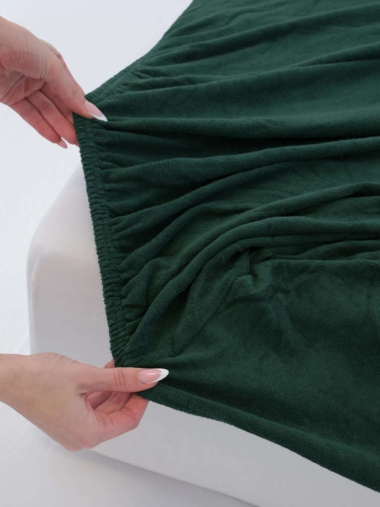 Froté plachta 90 × 200 cm - tmavo zelená