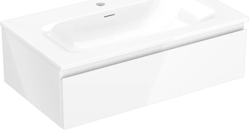 Mexen Orio, kúpeľňová skrinka 80 cm s umývadlom Vela, 1 zásuvka, biela lesklá, 91A10-08023-1-BF00-W23M00
