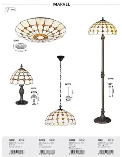 Luster do spálne Tiffany štýl Rabalux 8076 kolekcia Marvel Ø40