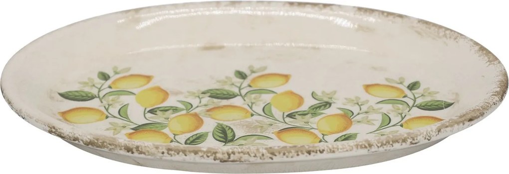 Béžový antik keramický podnos s kvetmi Fleurville - 25*18*2 cm