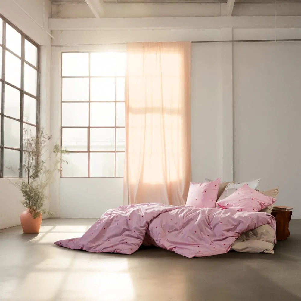 Béžové obliečky na jednolôžko z bavlneného perkálu 140x200 cm Daisy – JUNA