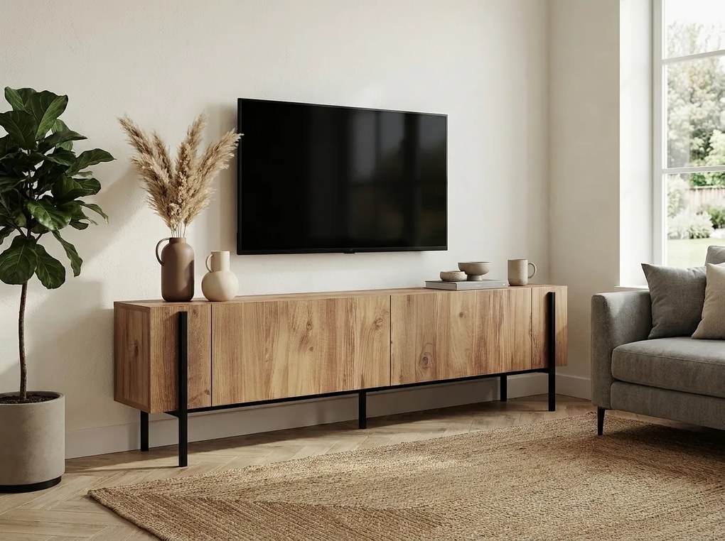 TV stolík ZENORI 180 cm, borovica Atlantic/čierna