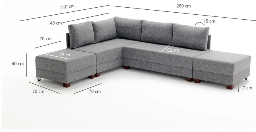 Antracitovosivá rohová pohovka (ľavý roh) Fly – Balcab Home