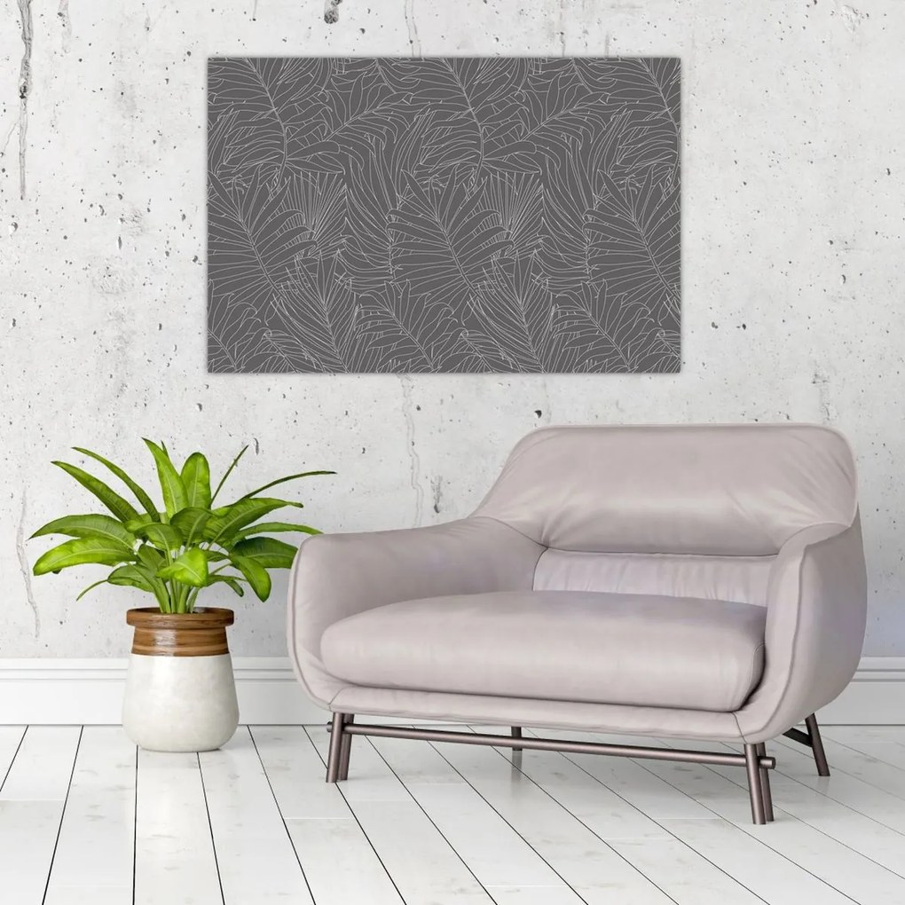 Obraz - Šedé palmové listy (90x60 cm)
