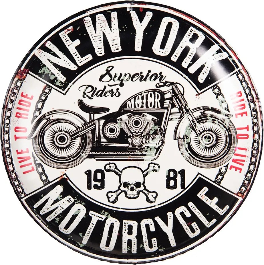 Nástenná kovová ceduľa na stenu New York Motorcycle - Ø 35*2 cm