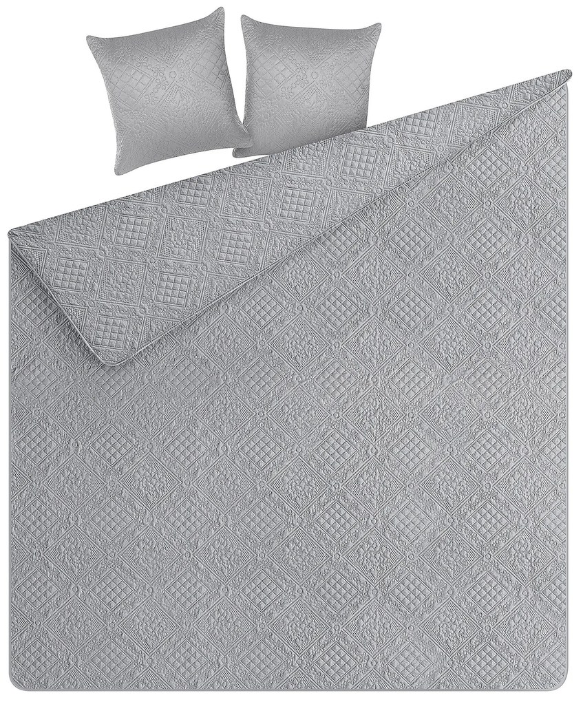 Súprava posteľnej prikrývky a vankúšov 200 x 220 cm sivá ALAMUT Beliani