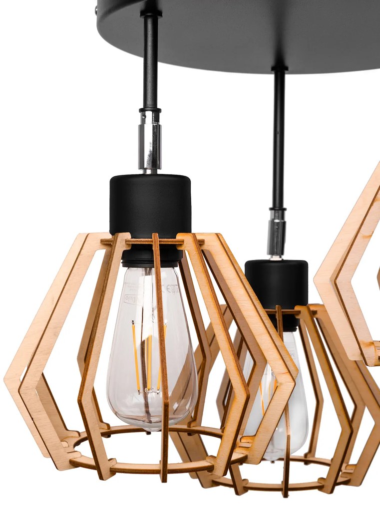 BERGE Stropné závesné svietidlo 3xE27 DIAMOND WOOD