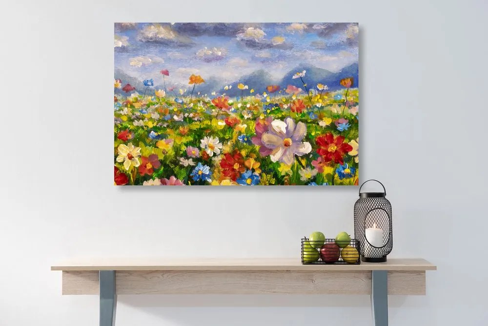 Obraz olejomaľba divoké kvety - 90x60