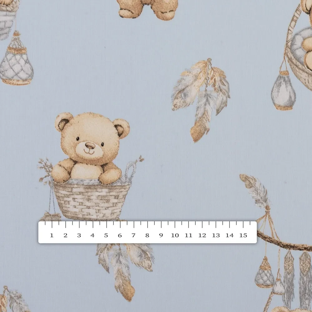 Biante Detský bavlnený okrúhly obrus Sandra SA-615 Medvedíky v košíčkoch na modrom Ø 130 cm