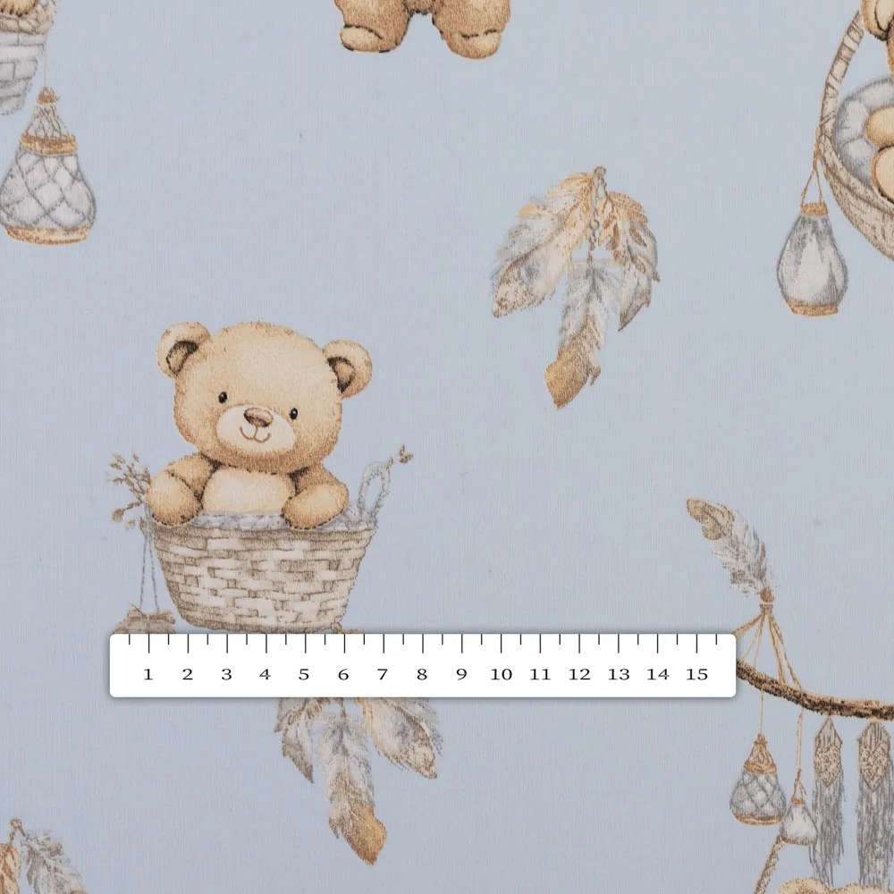 Biante Detský bavlnený okrúhly obrus Sandra SA-615 Medvedíky v košíčkoch na modrom Ø 90 cm