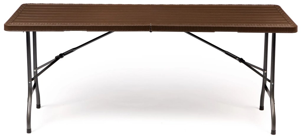 Záhradný skladací stôl, 180 cm, hnedý