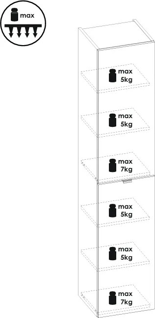 Kúpeľňová skrinka vysoká Capri 800 2D čierny mat/dub kraft zlatý