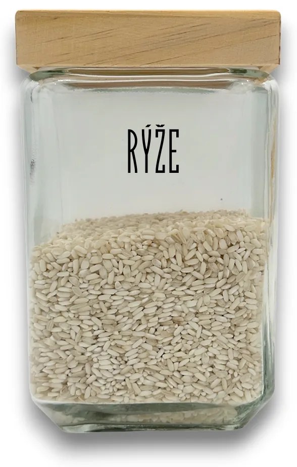 5Five® Sklenená bytelná dóza hranatá s dreveným vekom, 1,7l KWADR