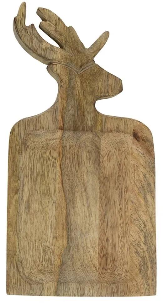 Misa z mangového dreva s vyrezávaným jeleňom 41cm - 21 * 41,5 * 2cm