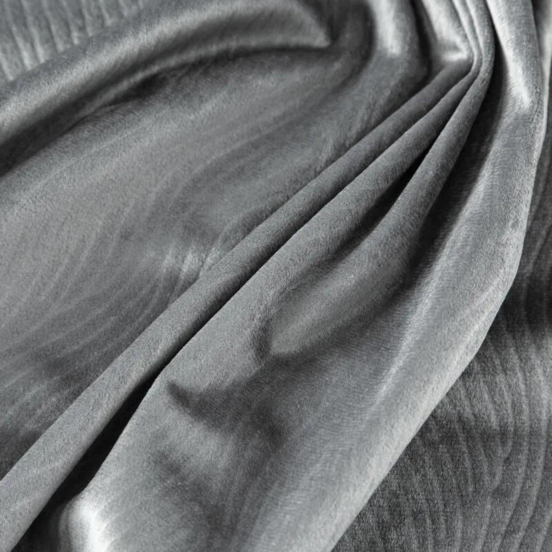 Sivý zamatový záves LILI na krúžkoch s vlnitým reliéfnym vzorom 140 x 250 cm