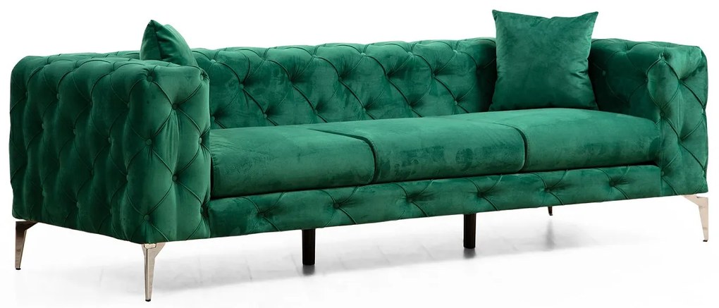 Dizajnová 3-miestna sedačka Rococo 237 cm zelená
