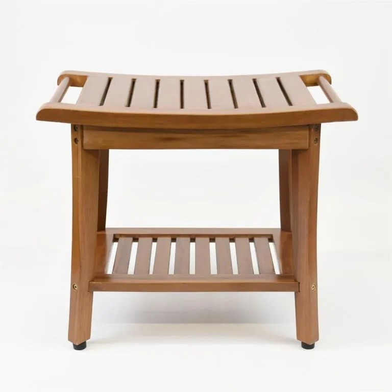 Stolička DIVERO s držiakom, masívny teak 47,2 x 33,5 x 56 cm