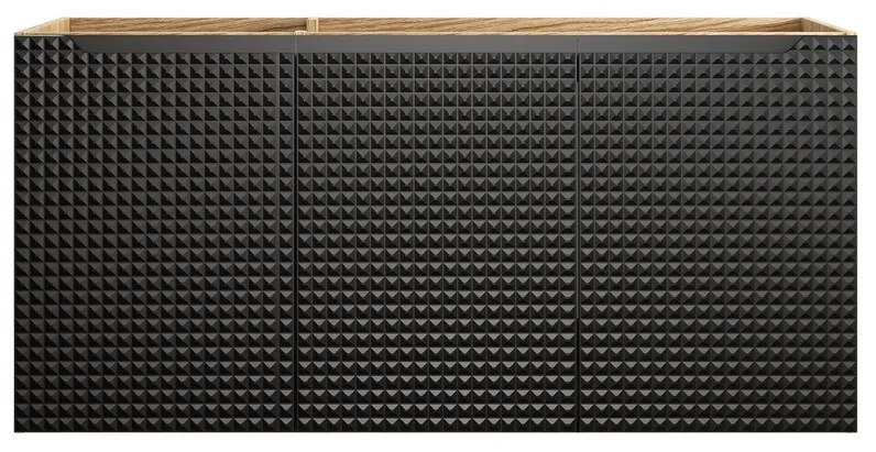 Závesná skrinka pod umývadlo Luxor Black I s doskou 120 cm čierna/dub olejovaný